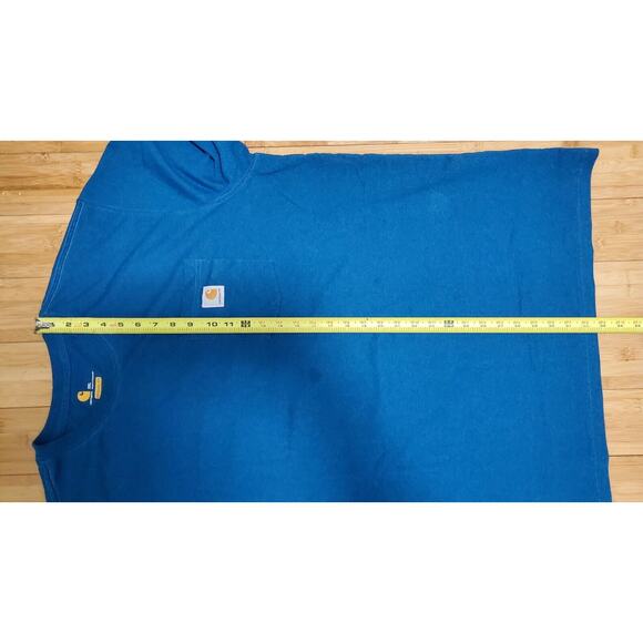 Carhartt Mens T Shirt 2XL XXL Bright Turquoise Blue Original Fit Logo Pocket Tee - Picture 9 of 10